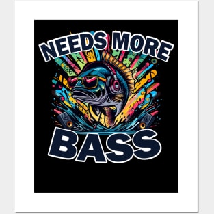 Needs More Bass Funny Fish Pun Posters and Art